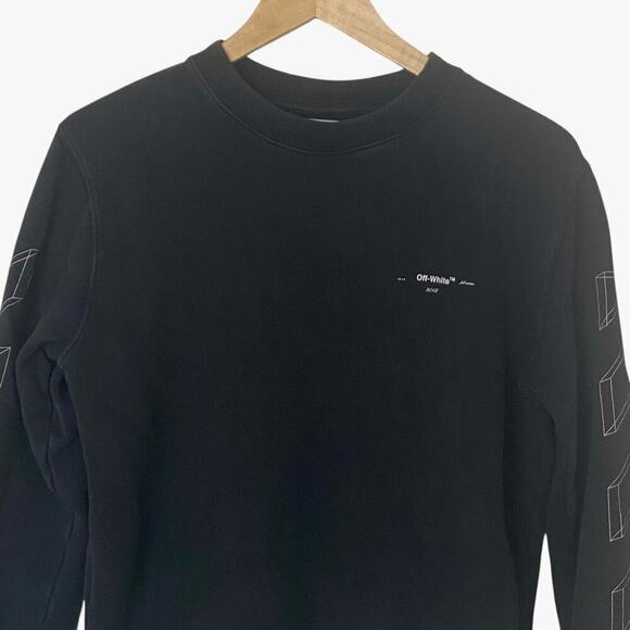 OFF-WHITE 3D Line Diag Arrows Logo Sweatshirt in Washed Black, Size Small - Picture 5 of 16